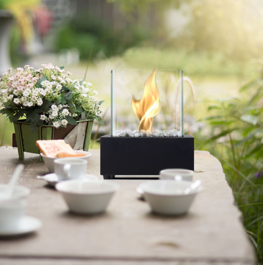 Black CUBE Bioethanol Burner Tabletop