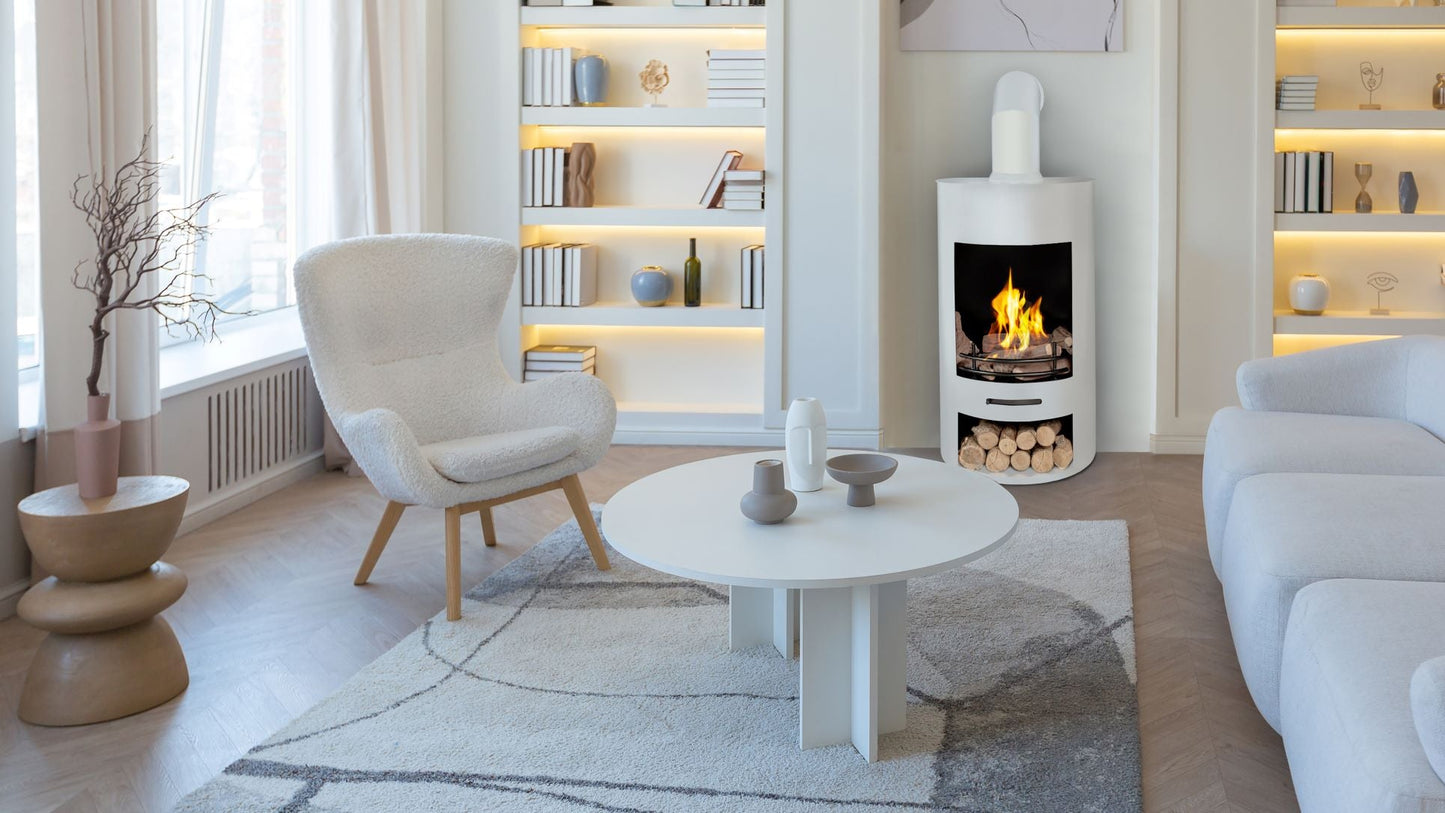 LUNA Modern Bioethanol Stove in White Gloss Finish