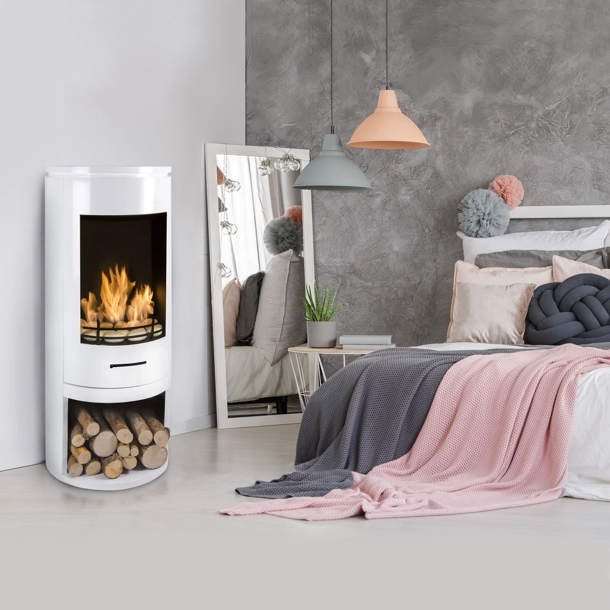 CYLINDER White Modern XL Bioethanol Stove