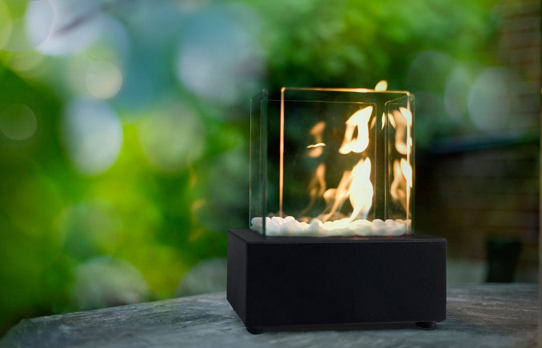 Black CUBE Bioethanol Burner Tabletop