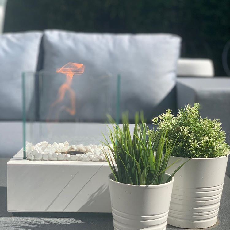 White CUBE Bioethanol Burner Tabletop