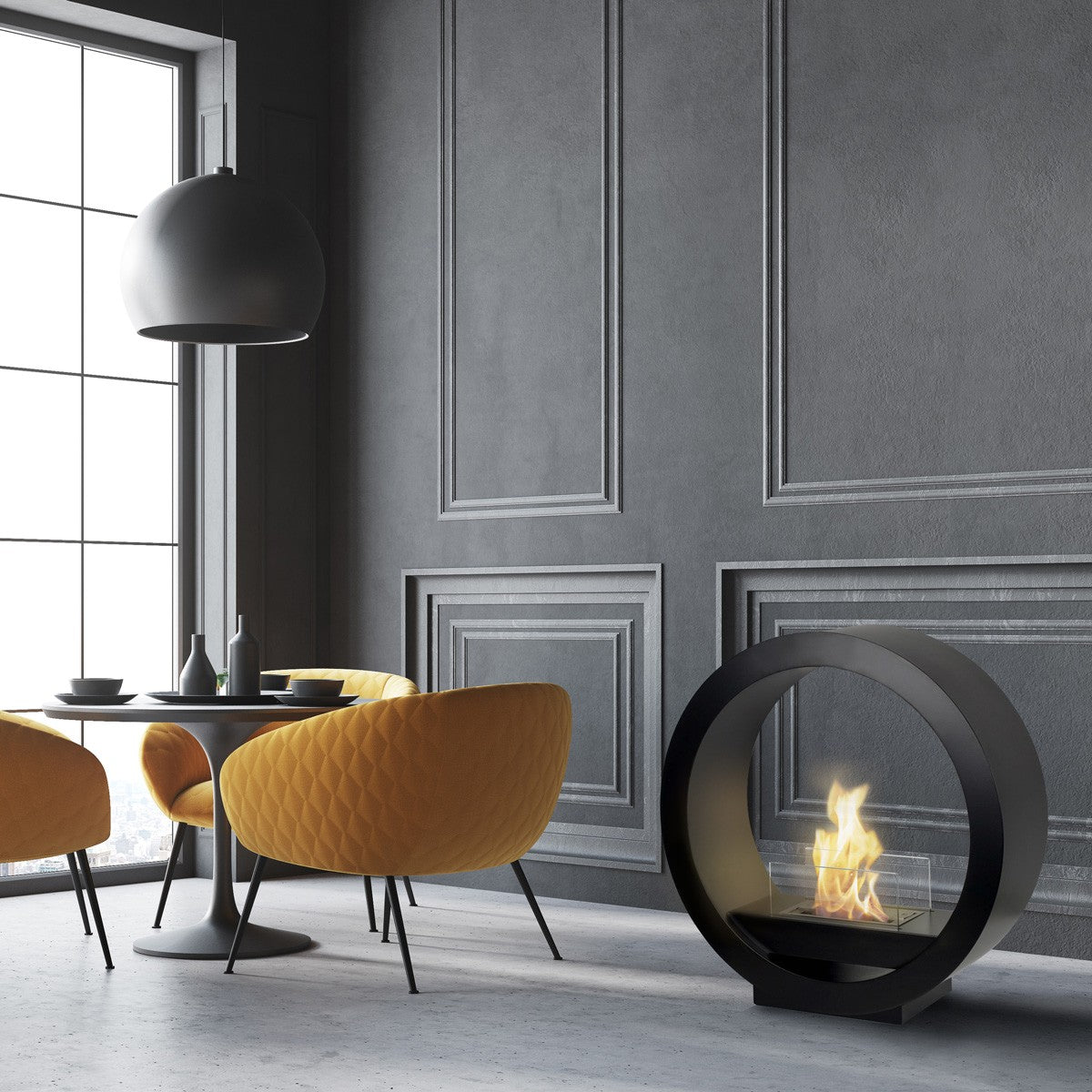 GLOBE Black Bioethanol Fireplace