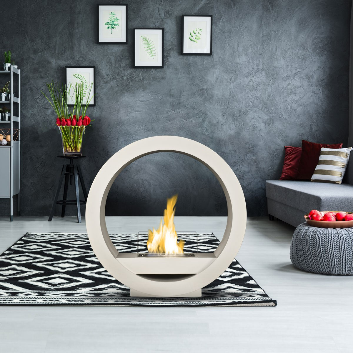 GLOBE White Bioethanol Fireplace