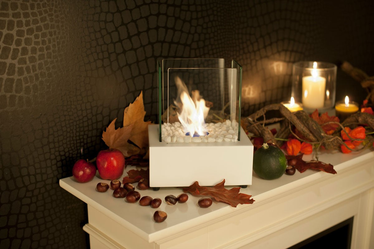 White CUBE Bioethanol Burner Tabletop