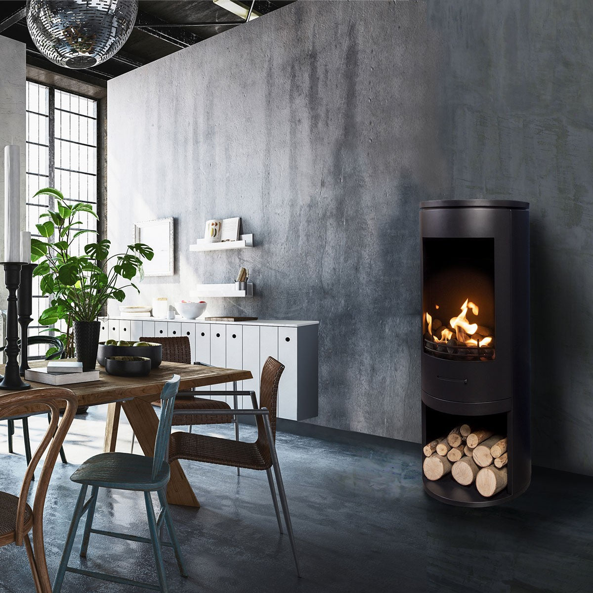 CYLINDER Black Modern XL Bioethanol Stove