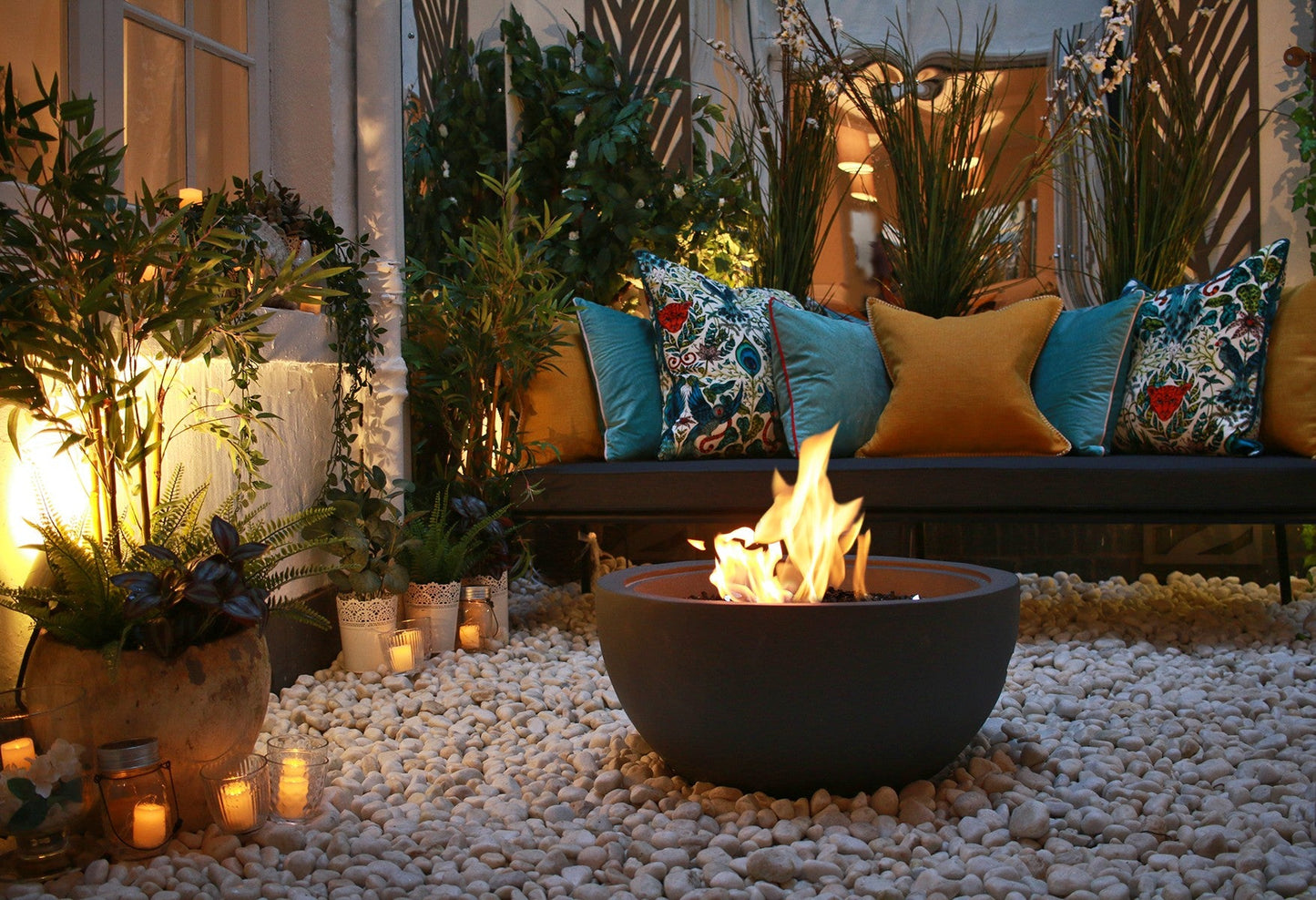 Mini Grey Bioethanol Firepit Outdoor Fireplace